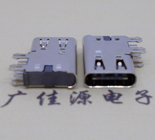四川侧插USB3.1接头座子.90度type-c母座.6p侧插连接器