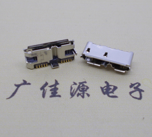 四川 双接口micro usb3.0母座有卷边10pin三个固定脚插板