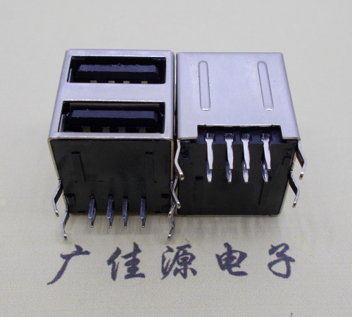 四川 usb 2.0双层接口A母90°全包胶黑胶