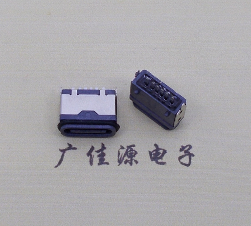 四川usb type c6p防水立插母座两脚插带定位柱