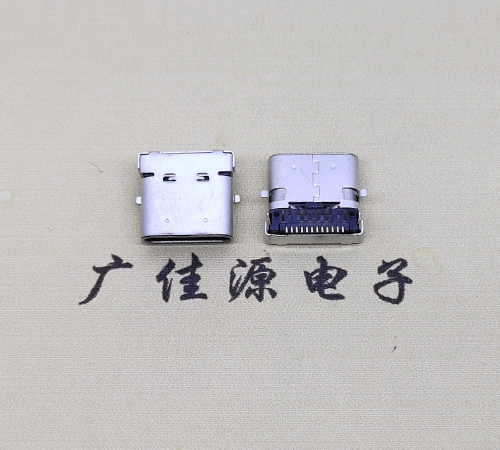 四川type c24p板上双壳连接器接口 DIP+SMT L=10.0脚长1.6母头